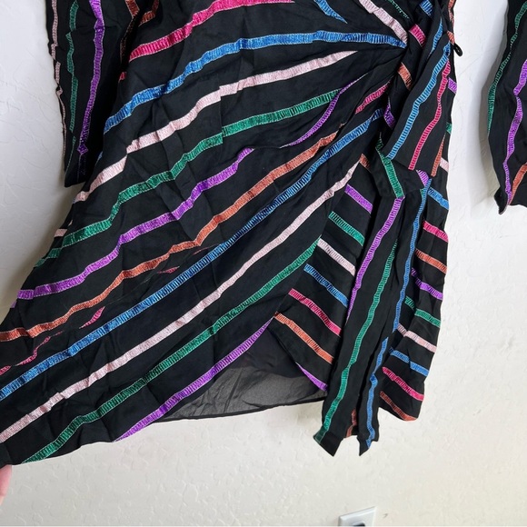 Tanya Taylor Metallic Striped Wrap Sheath Dress - Picture 6 of 7